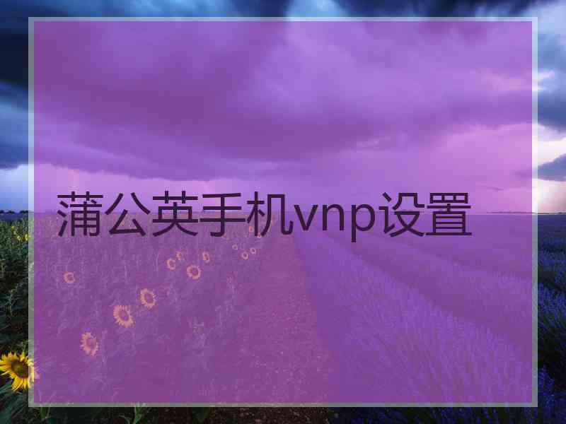 蒲公英手机vnp设置