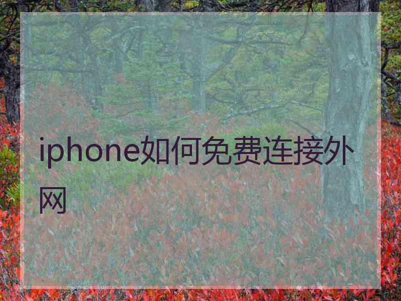 iphone如何免费连接外网