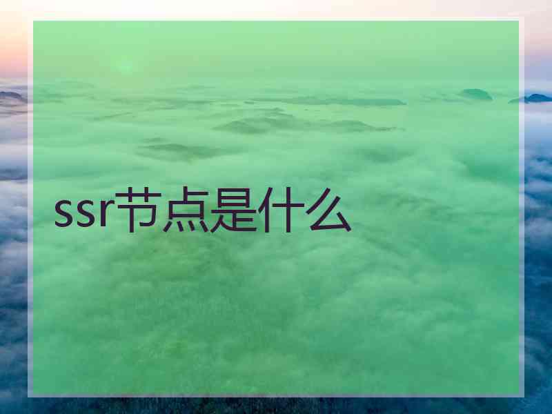 ssr节点是什么