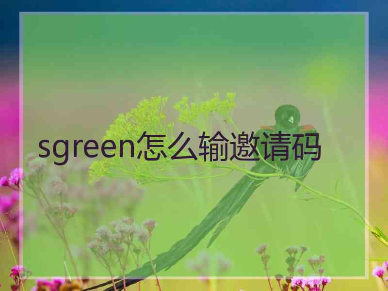 sgreen怎么输邀请码