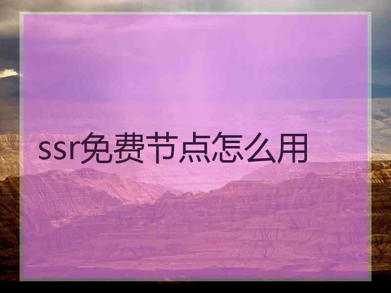 ssr免费节点怎么用